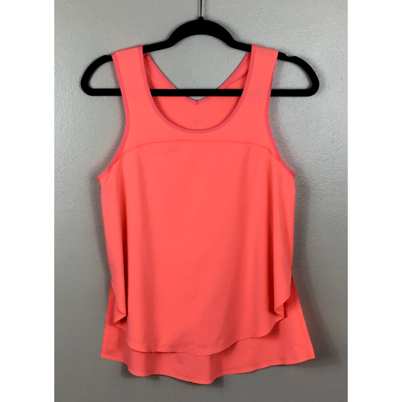 Lululemon Women's Sz 4 Run Split Singlet Sleeveless Scoop Neck Tank Orange Coral - Picture 3 of 12